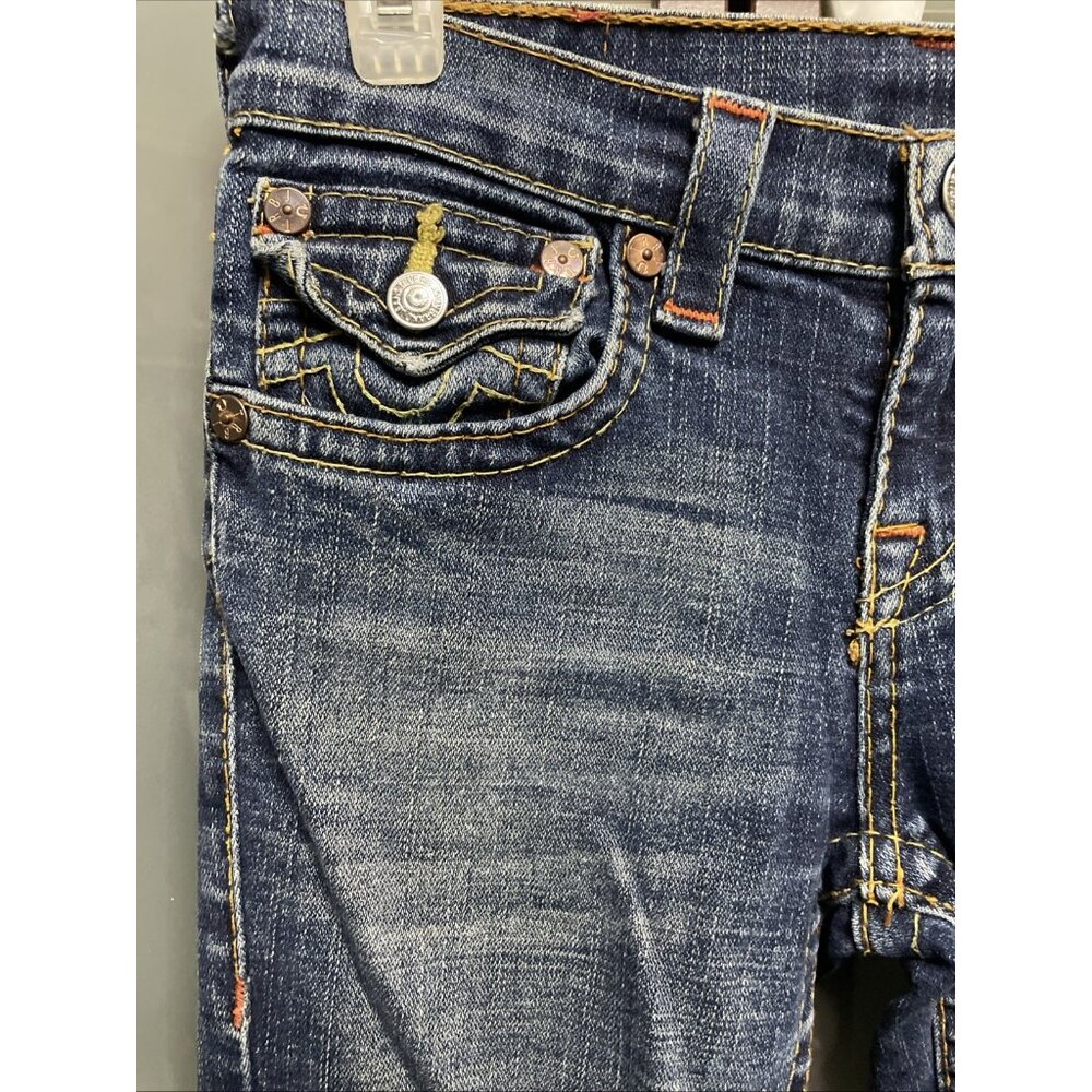 True Religion Jeans JOEY Flare Girls Size 14 Youth Kids Blue Twisted Leg Y2K 90s - Picture 3 of 12